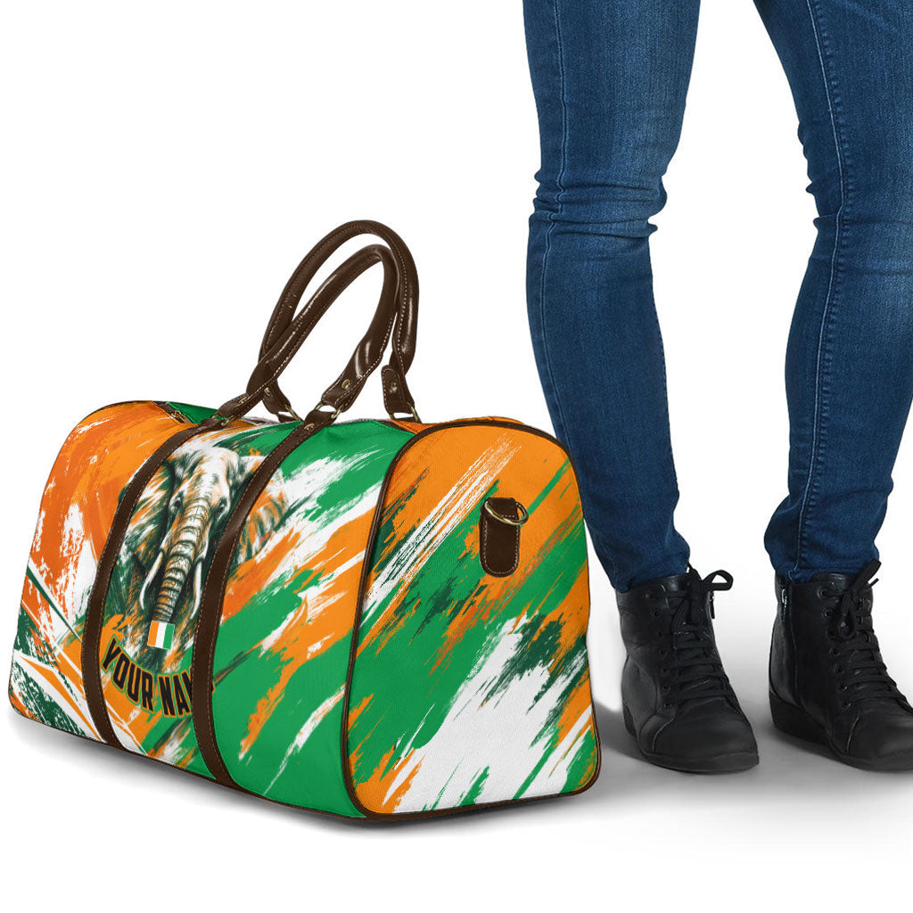 Personalized Ivory Coast Football Travel Bag Elephant Football Splatter Art
