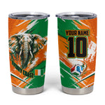 Personalized Ivory Coast Football Tumbler Cup Elephant Football Splatter Art