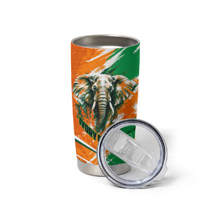 Personalized Ivory Coast Football Tumbler Cup Elephant Football Splatter Art