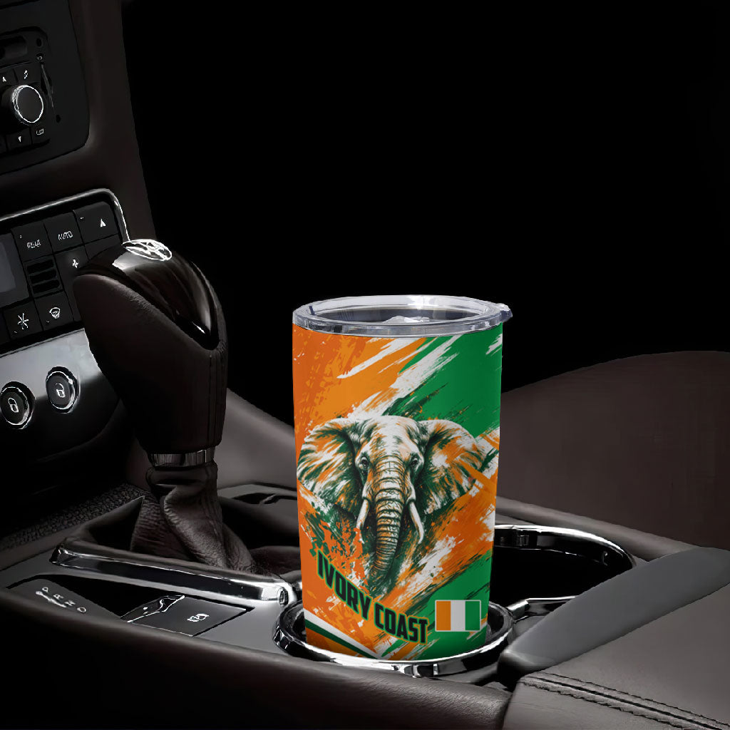 Personalized Ivory Coast Football Tumbler Cup Elephant Football Splatter Art