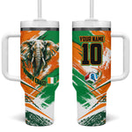 Personalized Ivory Coast Football Tumbler With Handle Elephant Football Splatter Art