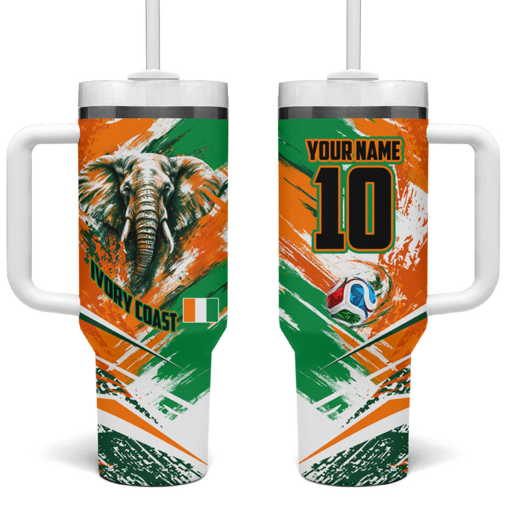 Personalized Ivory Coast Football Tumbler With Handle Elephant Football Splatter Art