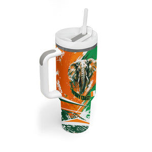 Personalized Ivory Coast Football Tumbler With Handle Elephant Football Splatter Art