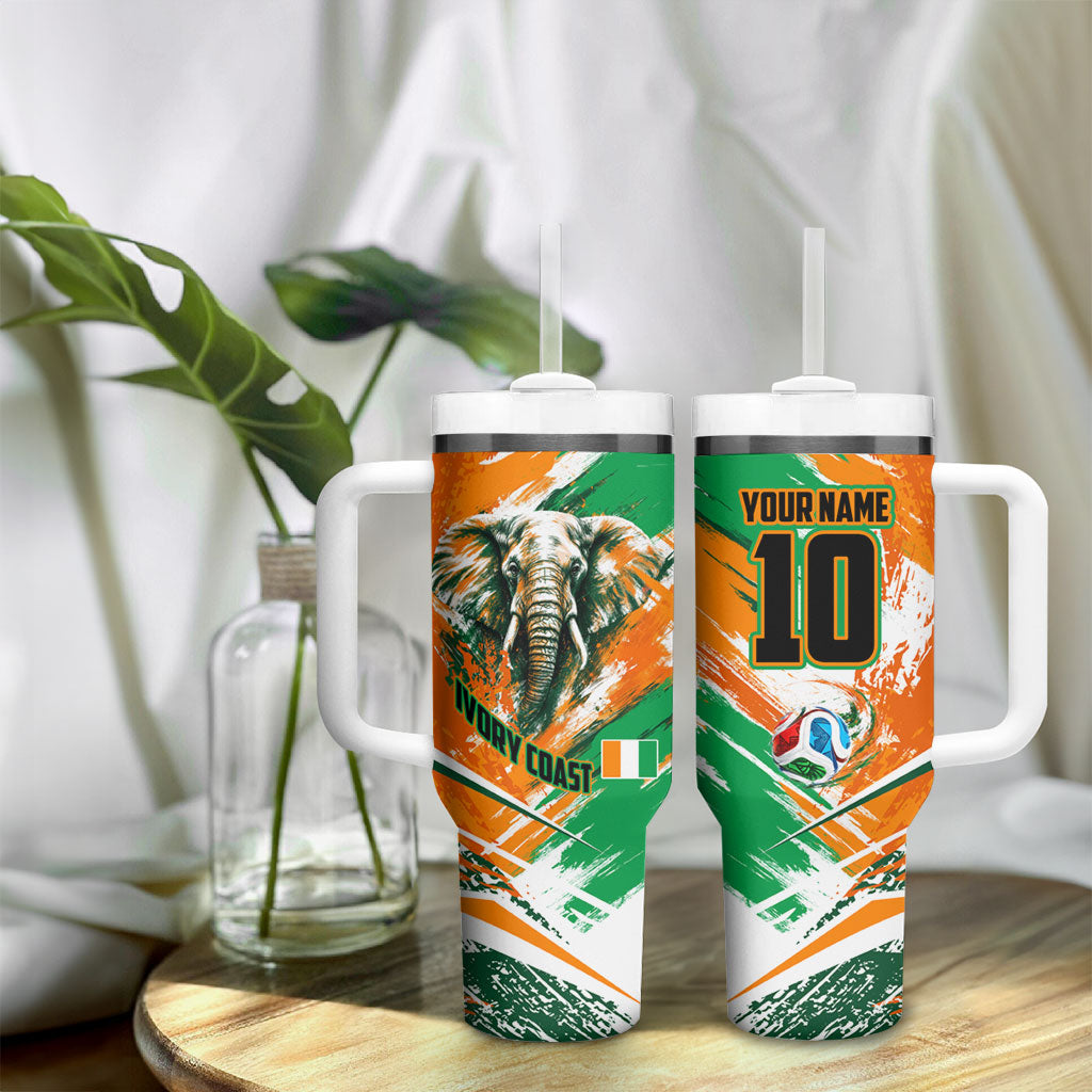 Personalized Ivory Coast Football Tumbler With Handle Elephant Football Splatter Art