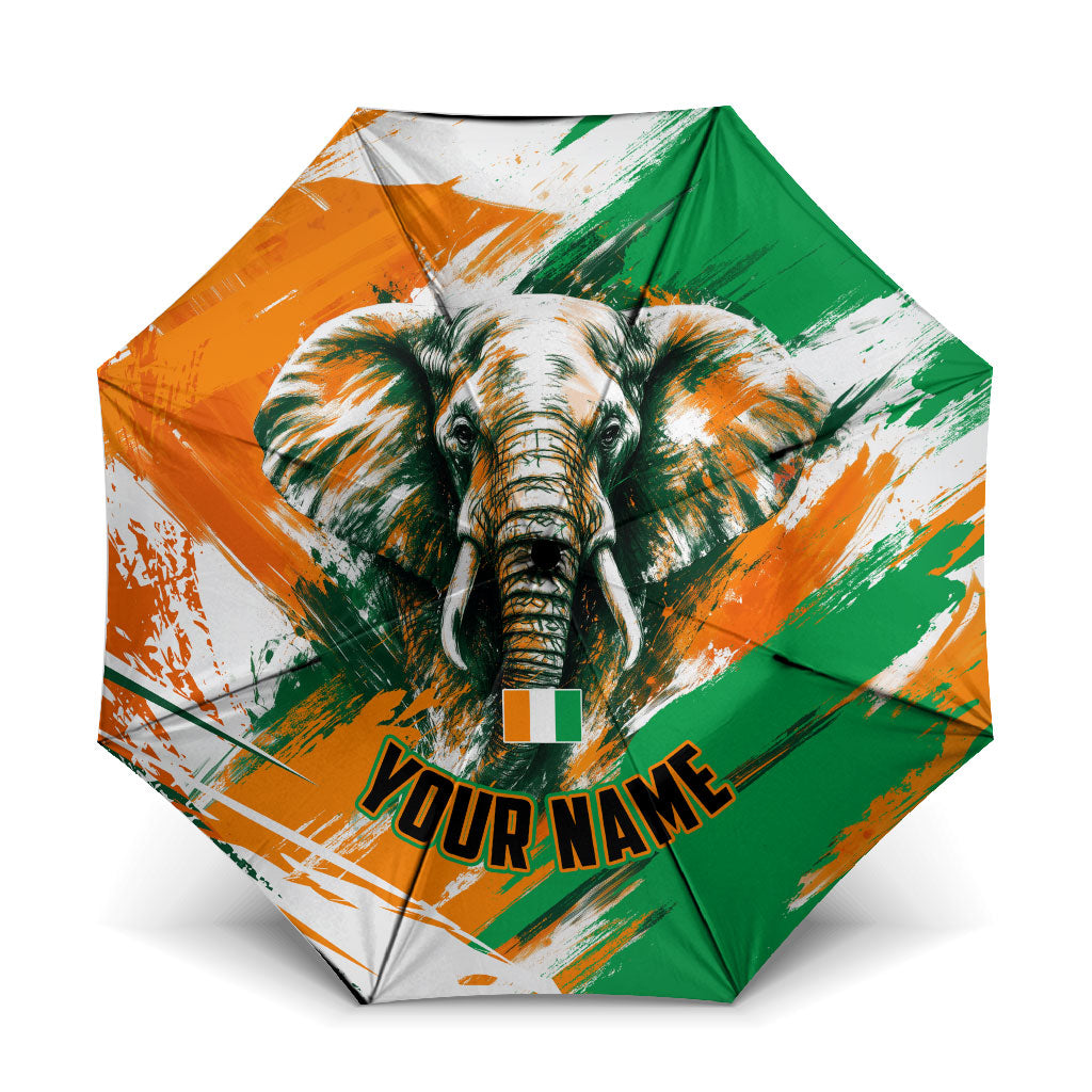 Personalized Ivory Coast Football Umbrella Elephant Football Splatter Art