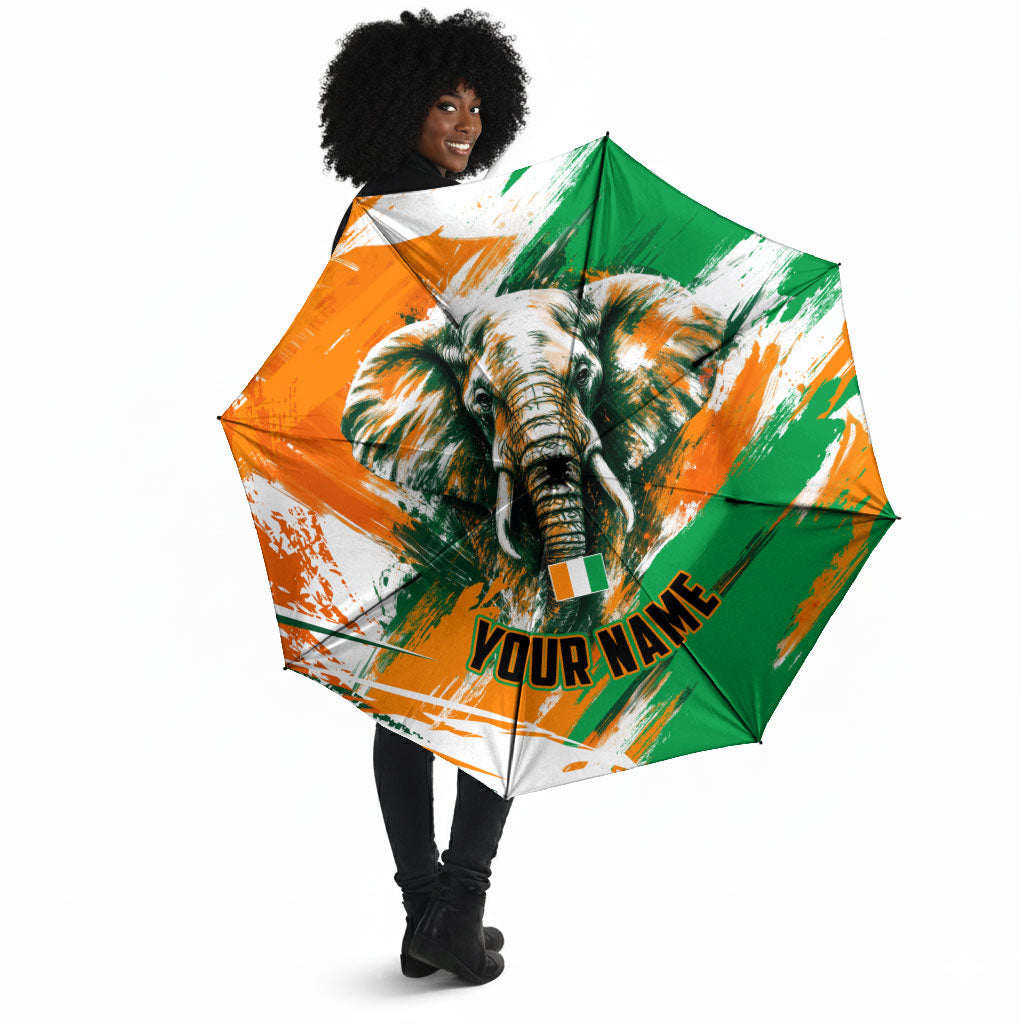 Personalized Ivory Coast Football Umbrella Elephant Football Splatter Art