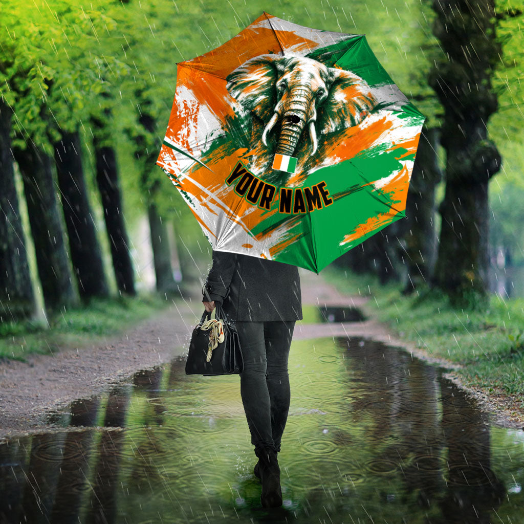 Personalized Ivory Coast Football Umbrella Elephant Football Splatter Art