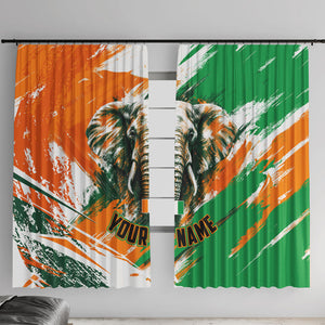 Personalized Ivory Coast Football Window Curtain Elephant Football Splatter Art