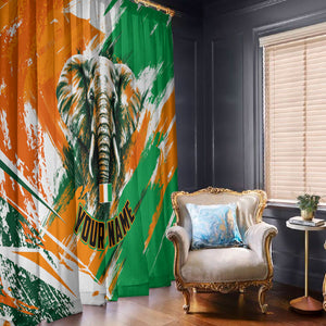 Personalized Ivory Coast Football Window Curtain Elephant Football Splatter Art