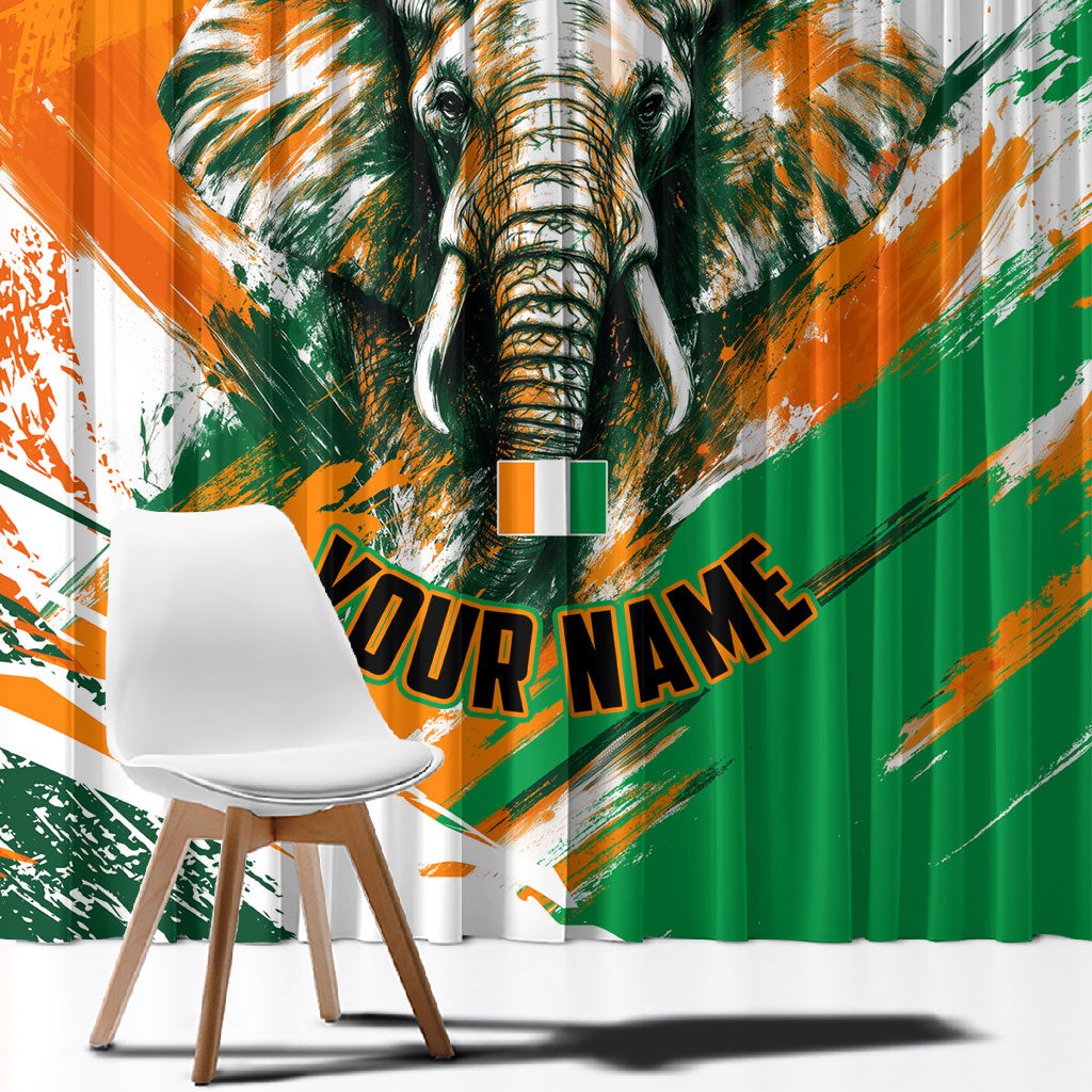 Personalized Ivory Coast Football Window Curtain Elephant Football Splatter Art