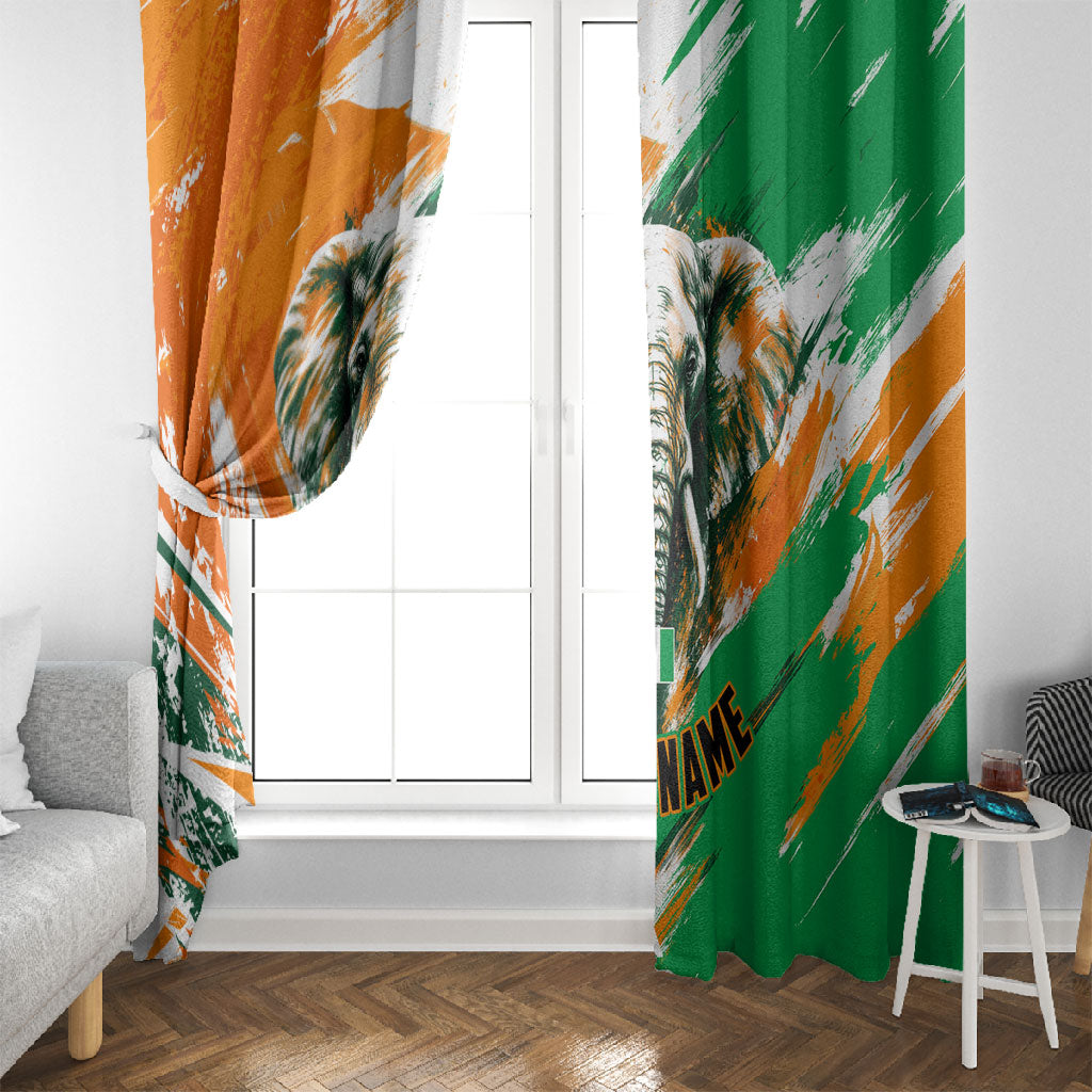 Personalized Ivory Coast Football Window Curtain Elephant Football Splatter Art
