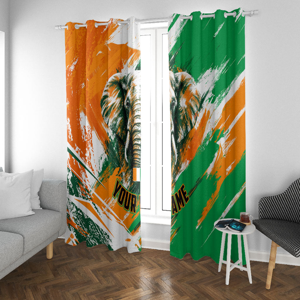Personalized Ivory Coast Football Window Curtain Elephant Football Splatter Art