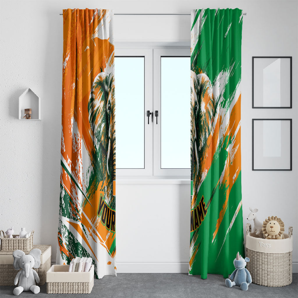 Personalized Ivory Coast Football Window Curtain Elephant Football Splatter Art