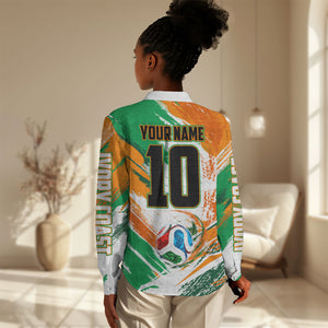 Personalized Ivory Coast Football Women Casual Shirt Elephant Football Splatter Art