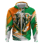 Personalized Ivory Coast Football Zip Hoodie Elephant Football Splatter Art