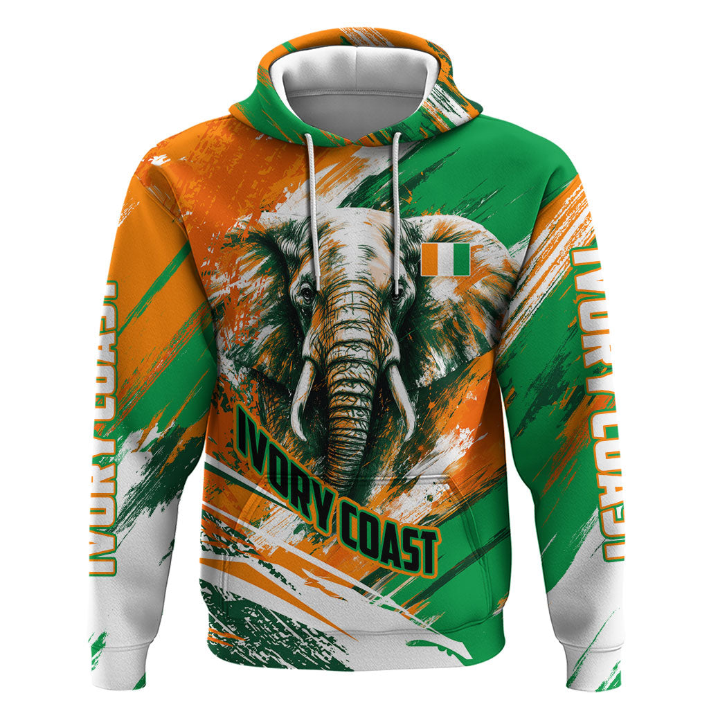 Personalized Ivory Coast Football Zip Hoodie Elephant Football Splatter Art