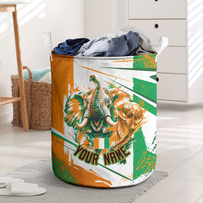 Personalized Ivory Coast Football Laundry Basket African Elephant Trophy