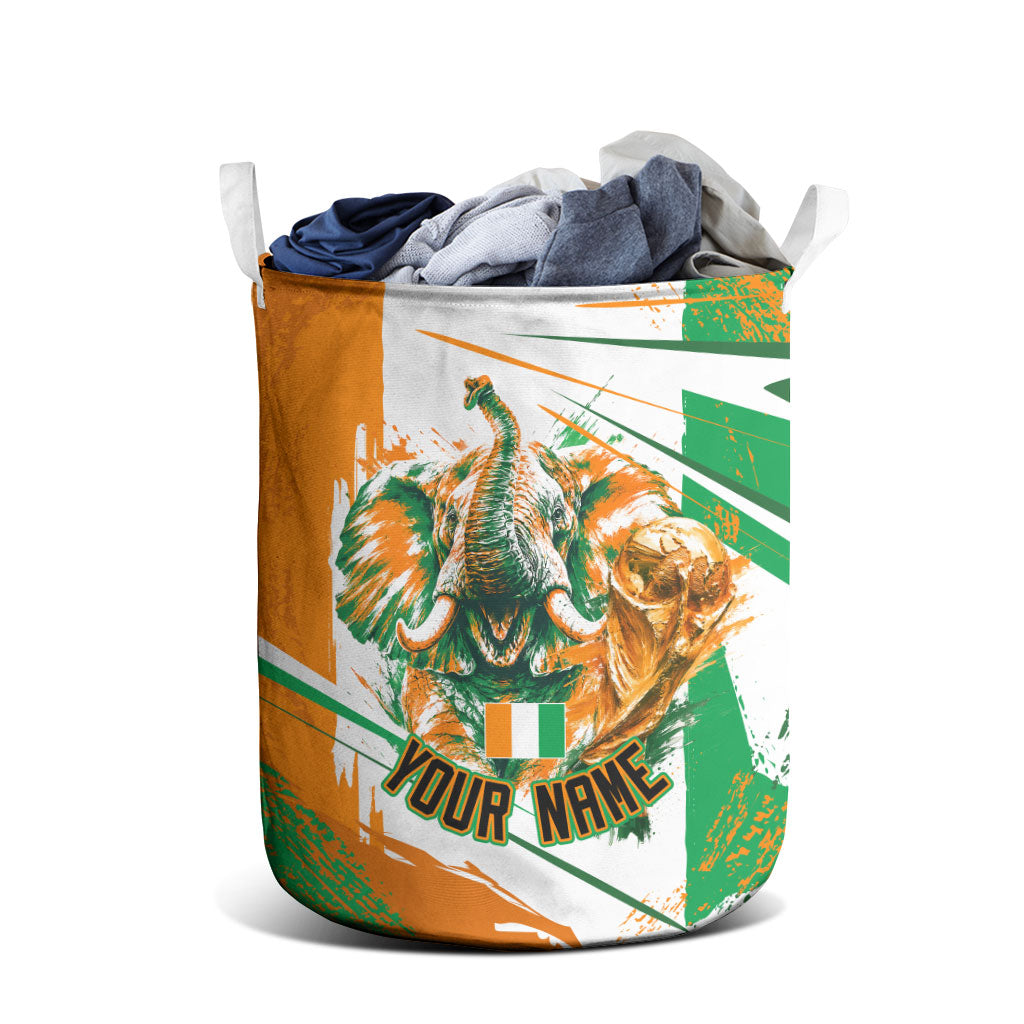 Personalized Ivory Coast Football Laundry Basket African Elephant Trophy