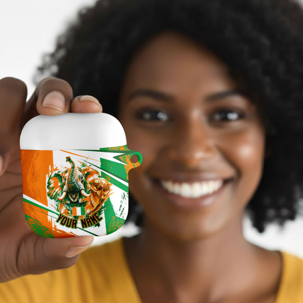 Personalized Ivory Coast Football AirPods Case African Elephant Trophy