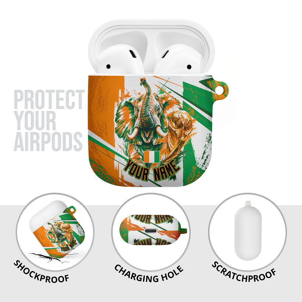 Personalized Ivory Coast Football AirPods Case African Elephant Trophy
