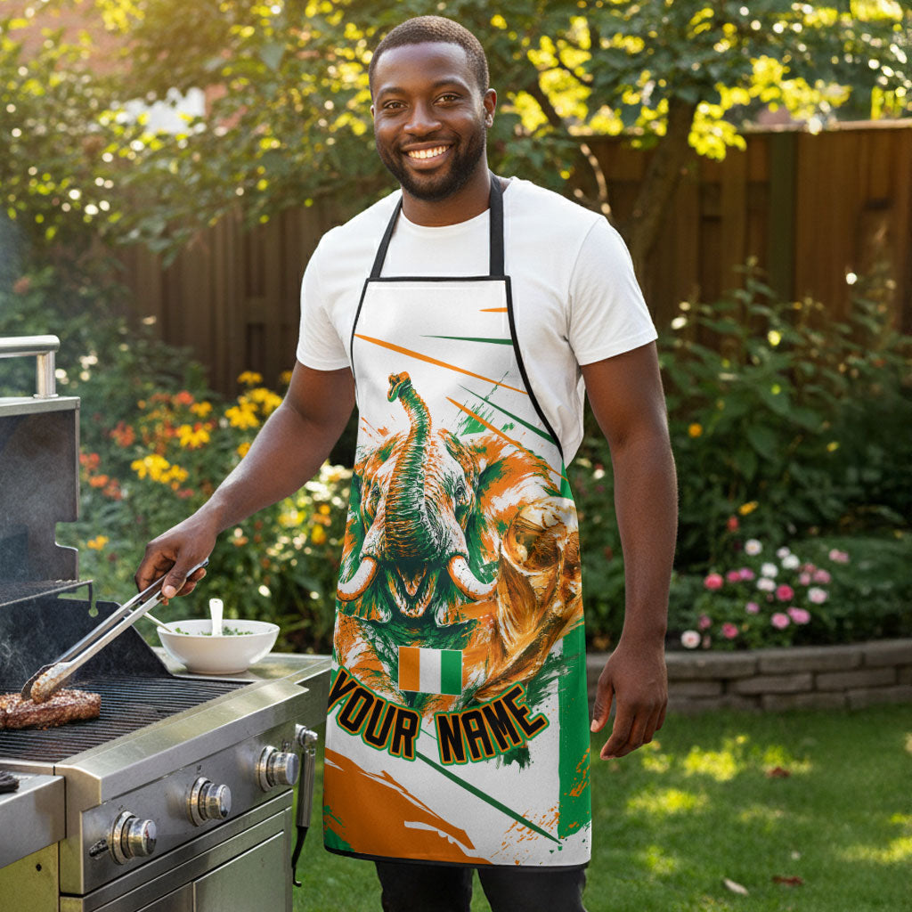 Personalized Ivory Coast Football Apron African Elephant Trophy