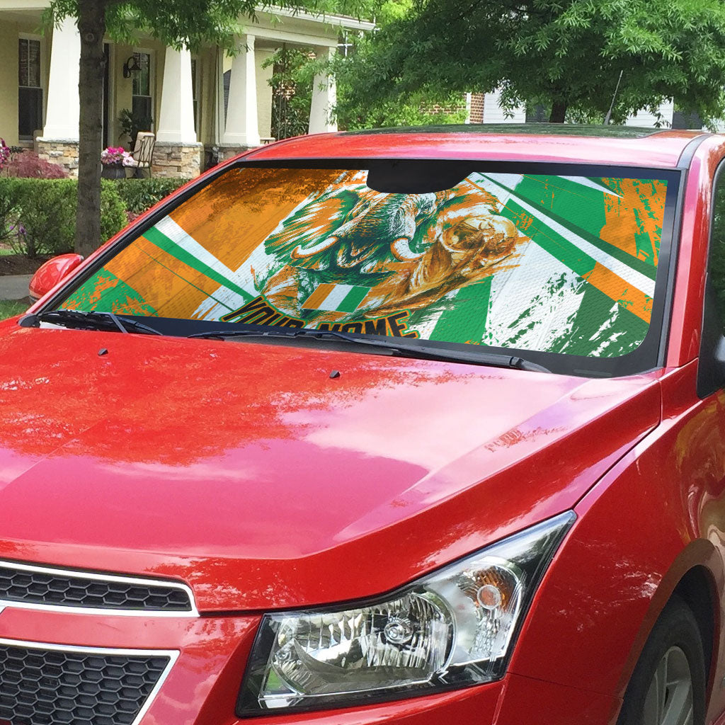 Personalized Ivory Coast Football Auto Sun Shade African Elephant Trophy
