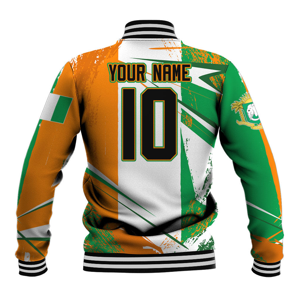 Personalized Ivory Coast Football Baseball Jacket African Elephant Trophy