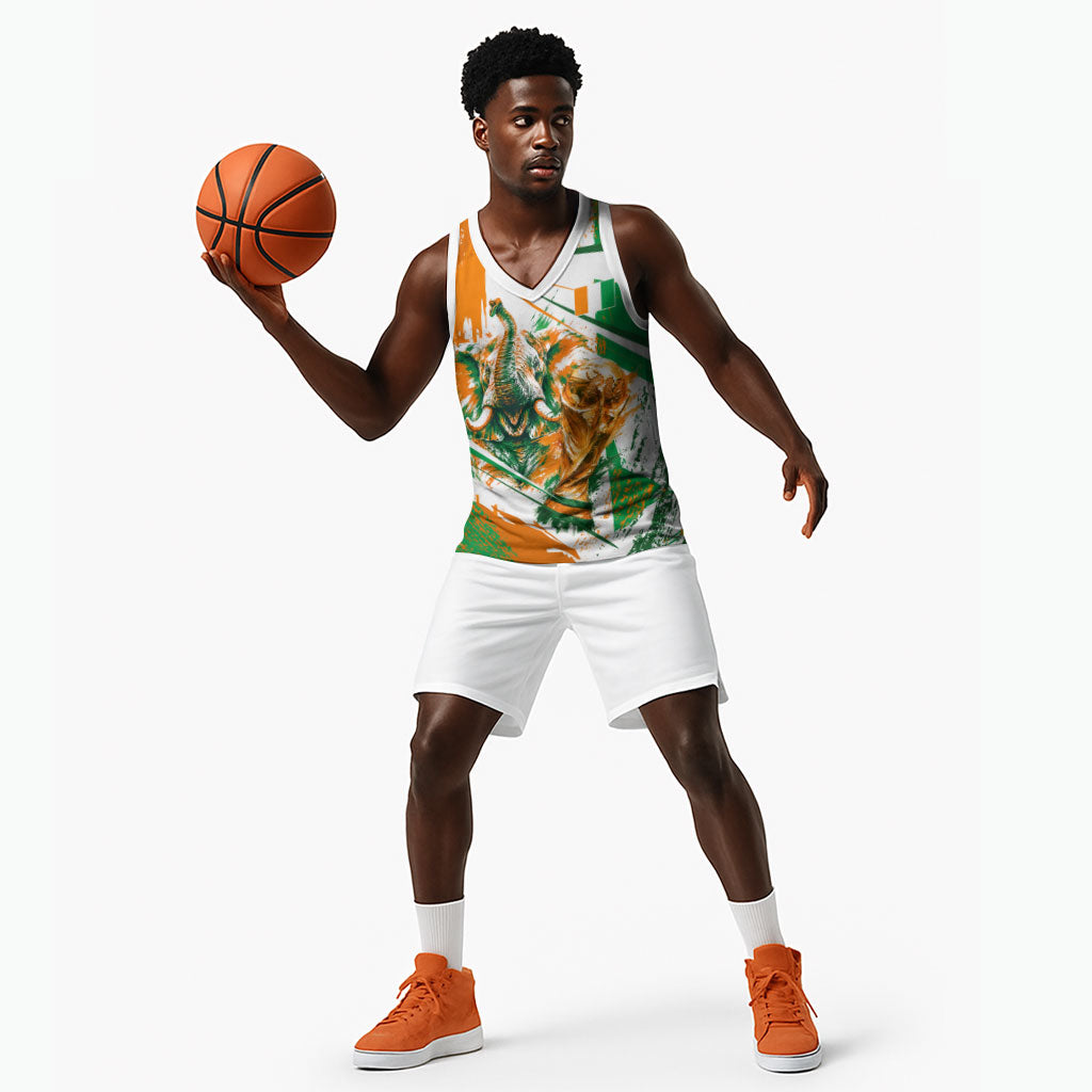 Personalized Ivory Coast Football Basketball Jersey African Elephant Trophy