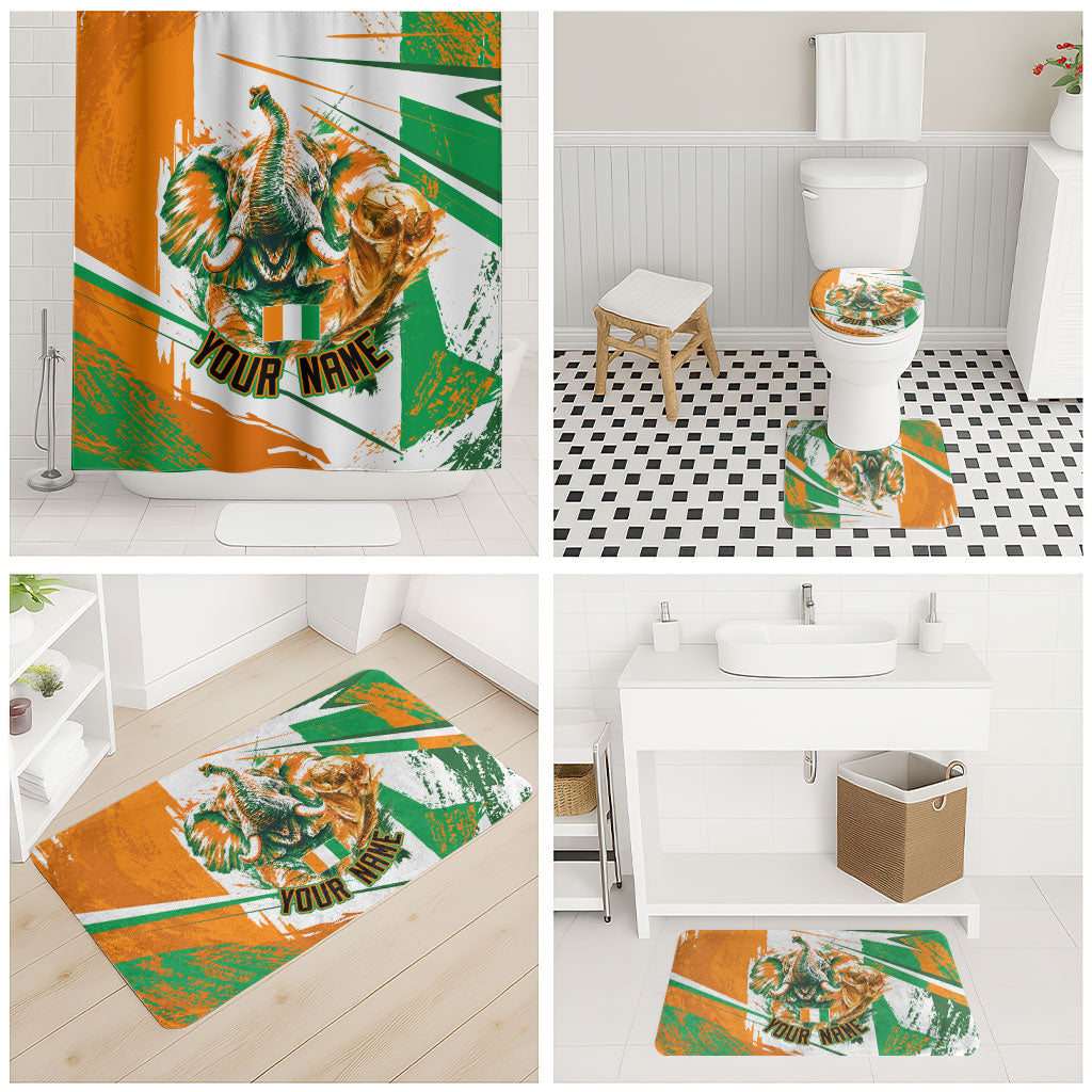 Personalized Ivory Coast Football Bathroom Set African Elephant Trophy