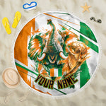 Personalized Ivory Coast Football Beach Blanket African Elephant Trophy