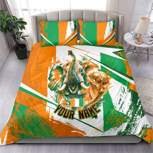 Personalized Ivory Coast Football Bedding Set African Elephant Trophy
