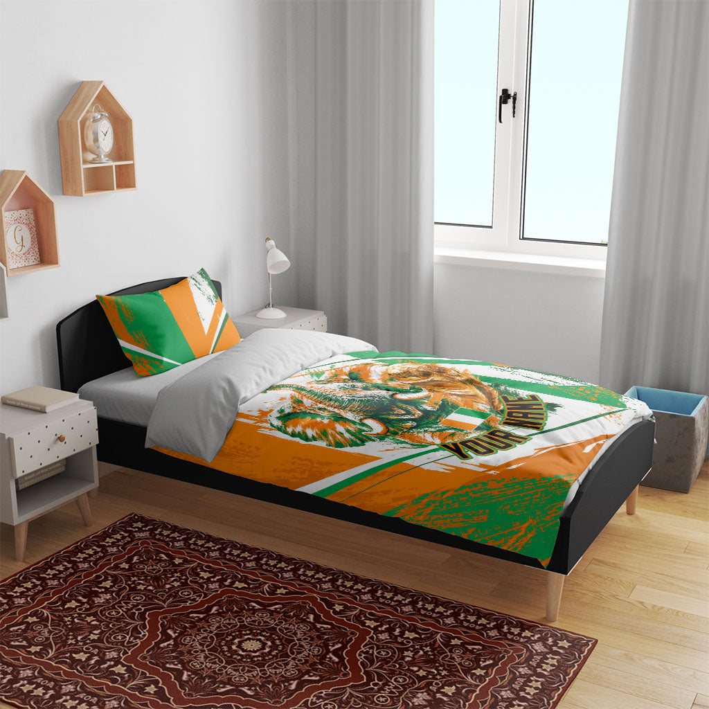 Personalized Ivory Coast Football Bedding Set African Elephant Trophy