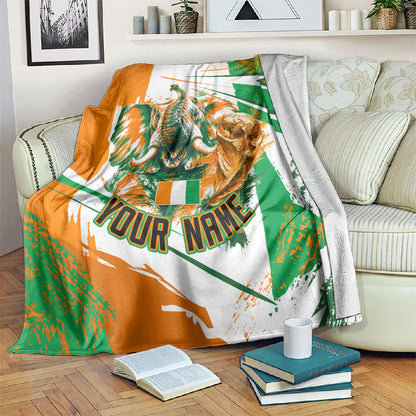 Personalized Ivory Coast Football Blanket African Elephant Trophy