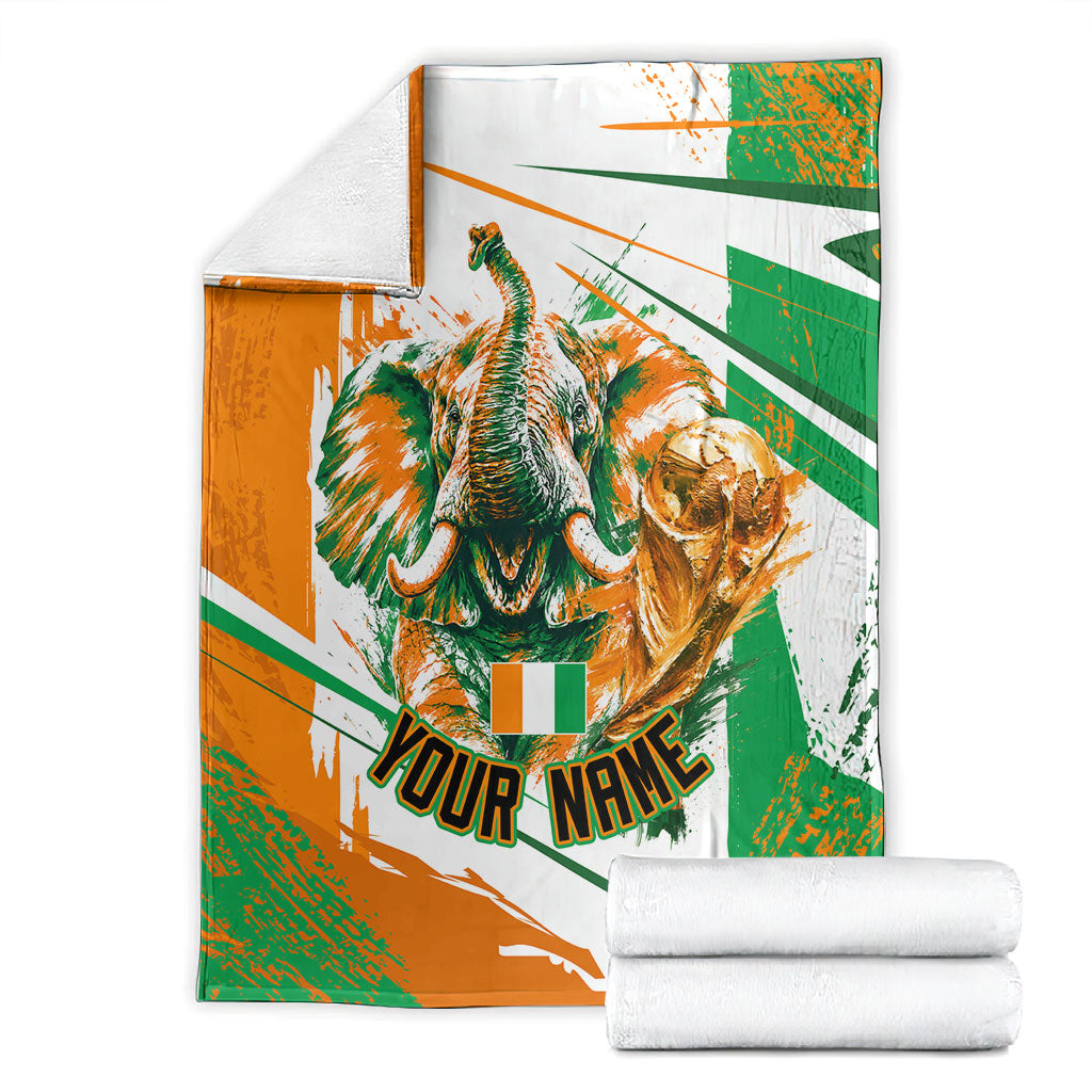 Personalized Ivory Coast Football Blanket African Elephant Trophy