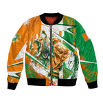 Personalized Ivory Coast Football Bomber Jacket African Elephant Trophy