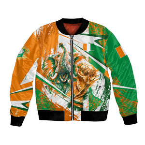 Personalized Ivory Coast Football Bomber Jacket African Elephant Trophy