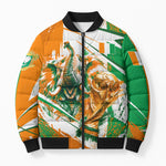 Personalized Ivory Coast Football Bomber Puffer Jacket African Elephant Trophy