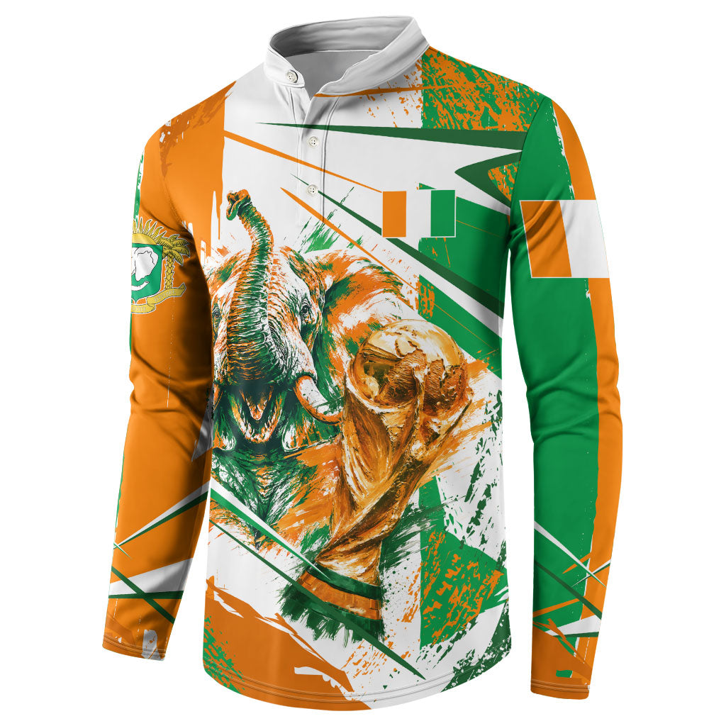 Personalized Ivory Coast Football Button Sweatshirt African Elephant Trophy