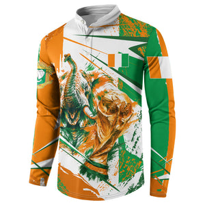 Personalized Ivory Coast Football Button Sweatshirt African Elephant Trophy
