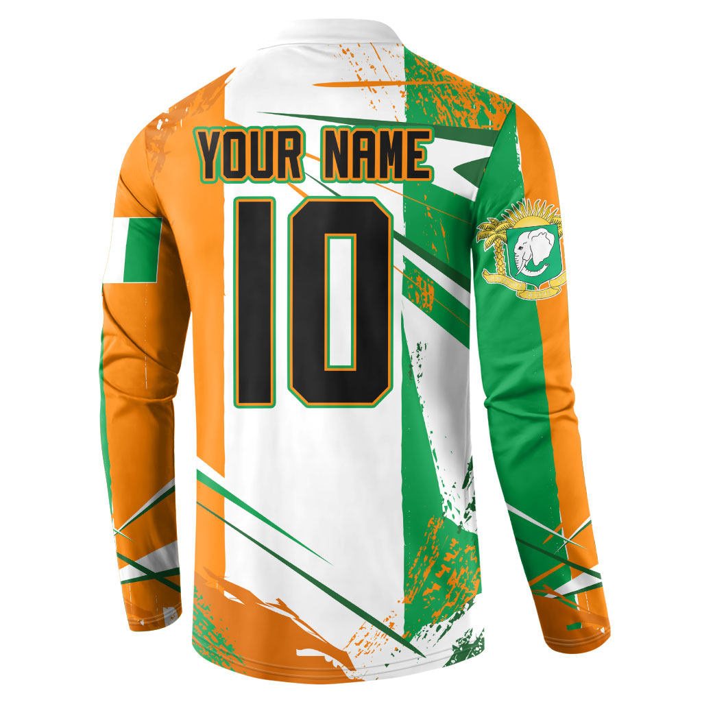 Personalized Ivory Coast Football Button Sweatshirt African Elephant Trophy