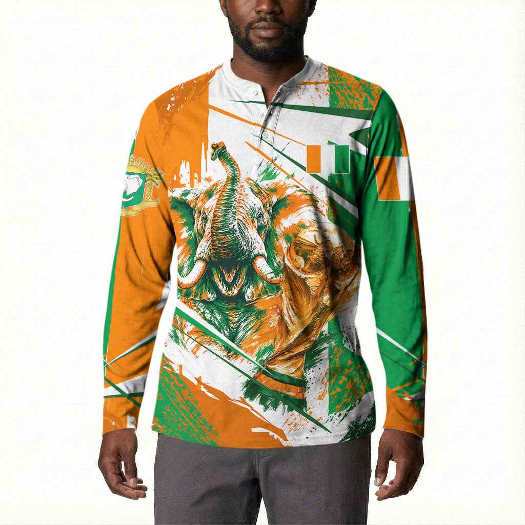 Personalized Ivory Coast Football Button Sweatshirt African Elephant Trophy