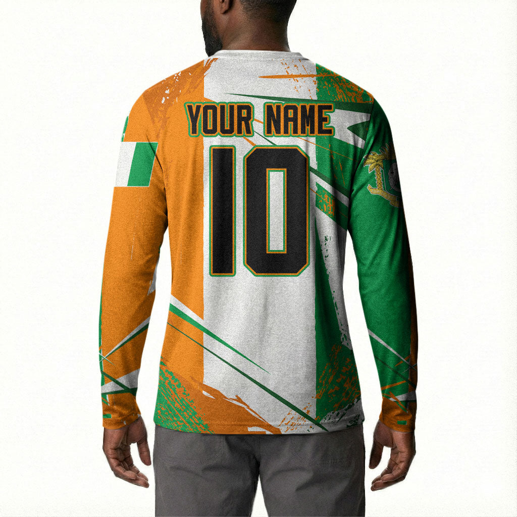 Personalized Ivory Coast Football Button Sweatshirt African Elephant Trophy