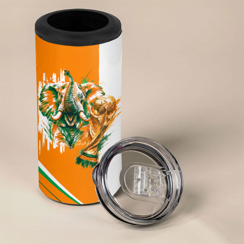 Personalized Ivory Coast Football 4 in 1 Can Cooler Tumbler African Elephant Trophy