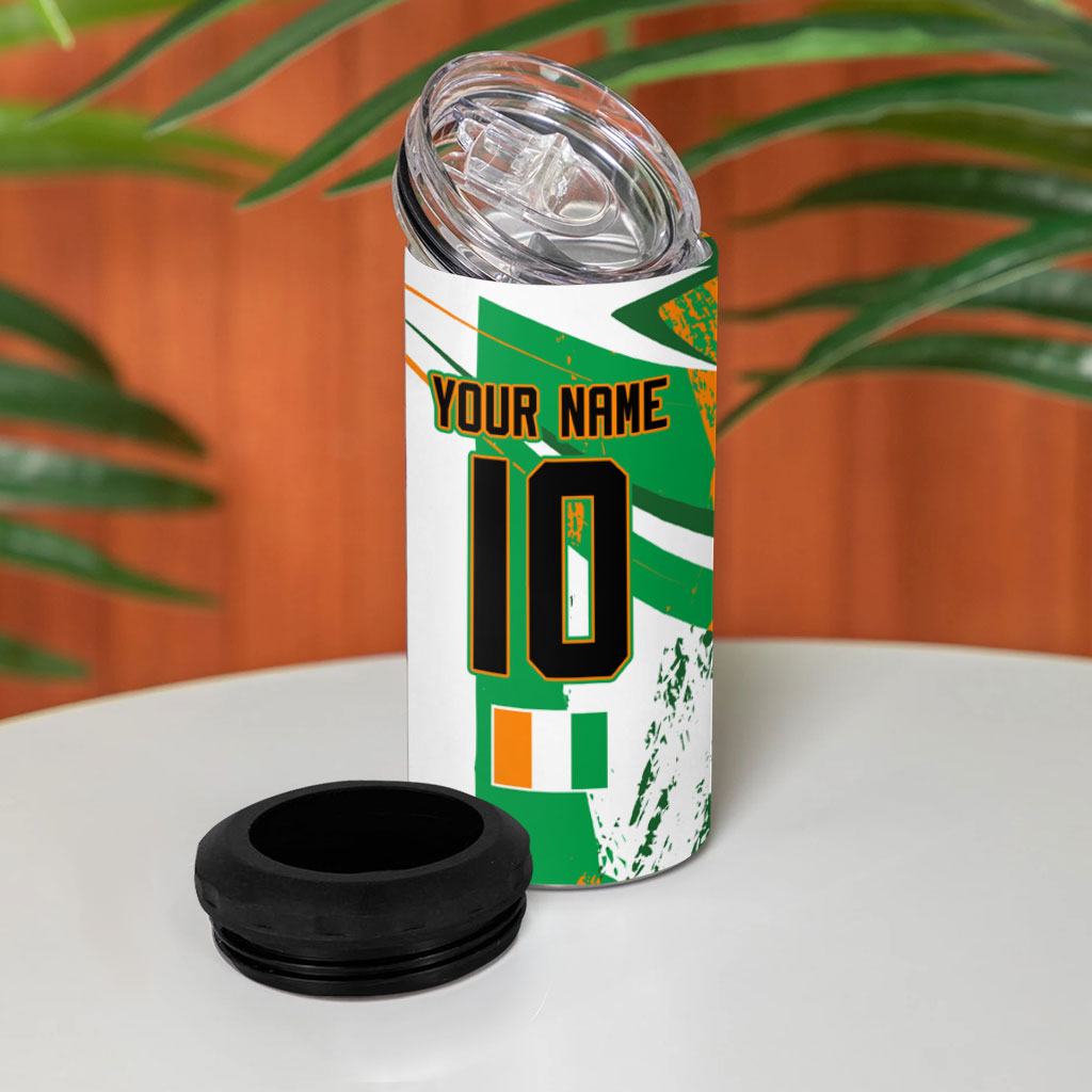 Personalized Ivory Coast Football 4 in 1 Can Cooler Tumbler African Elephant Trophy