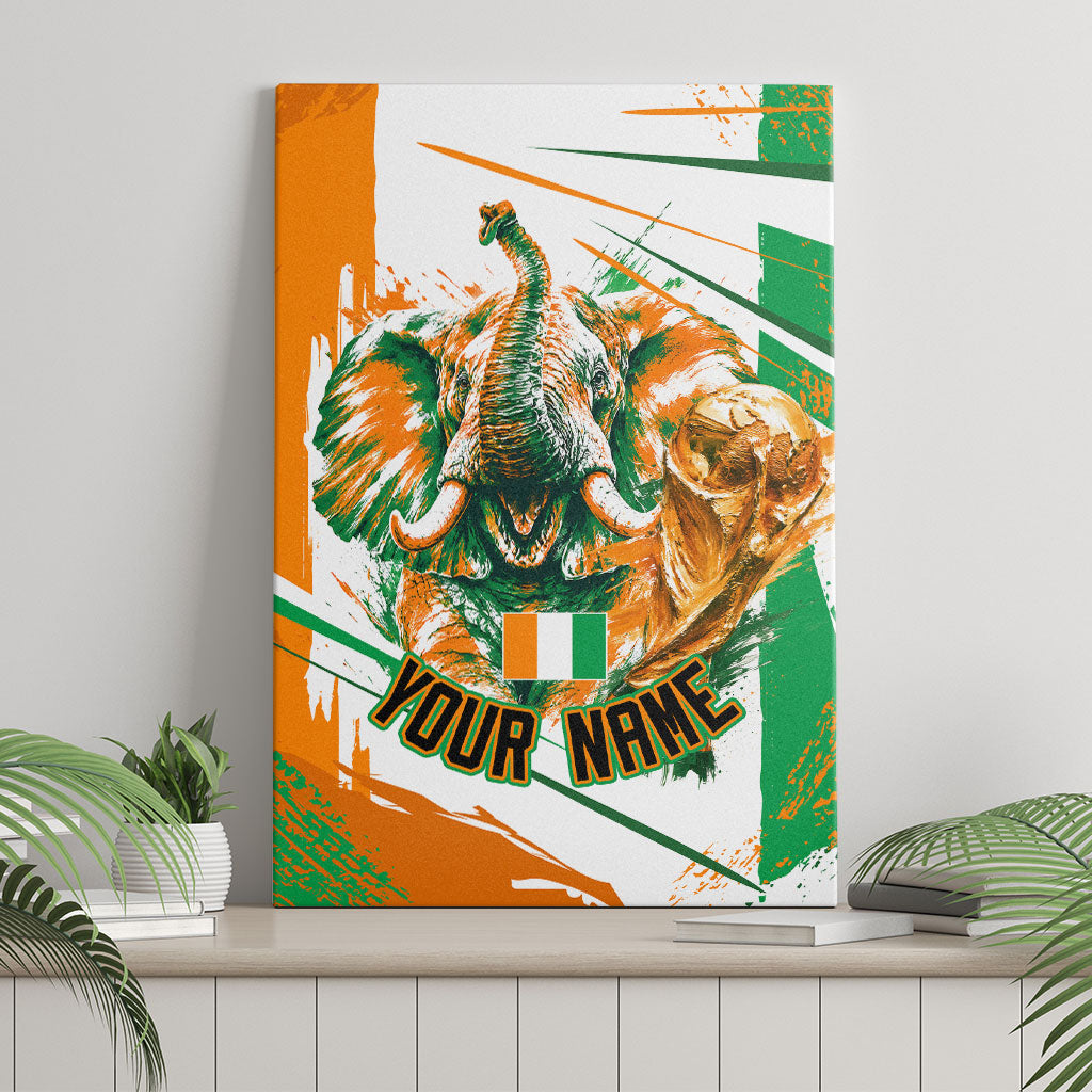 Personalized Ivory Coast Football Canvas Wall Art African Elephant Trophy