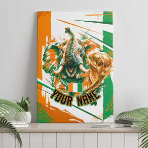 Personalized Ivory Coast Football Canvas Wall Art African Elephant Trophy
