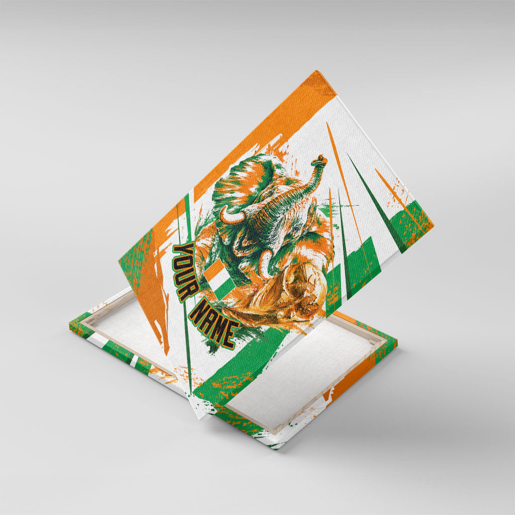 Personalized Ivory Coast Football Canvas Wall Art African Elephant Trophy