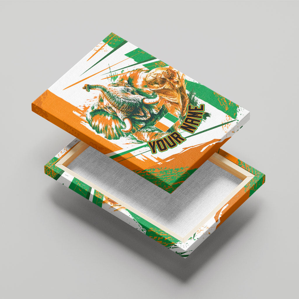 Personalized Ivory Coast Football Canvas Wall Art African Elephant Trophy