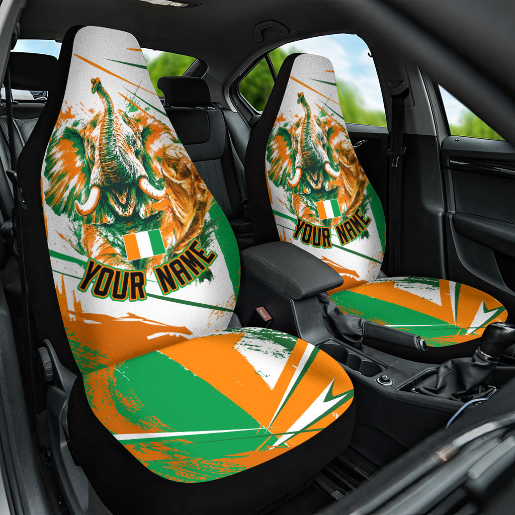 Personalized Ivory Coast Football Car Seat Cover African Elephant Trophy
