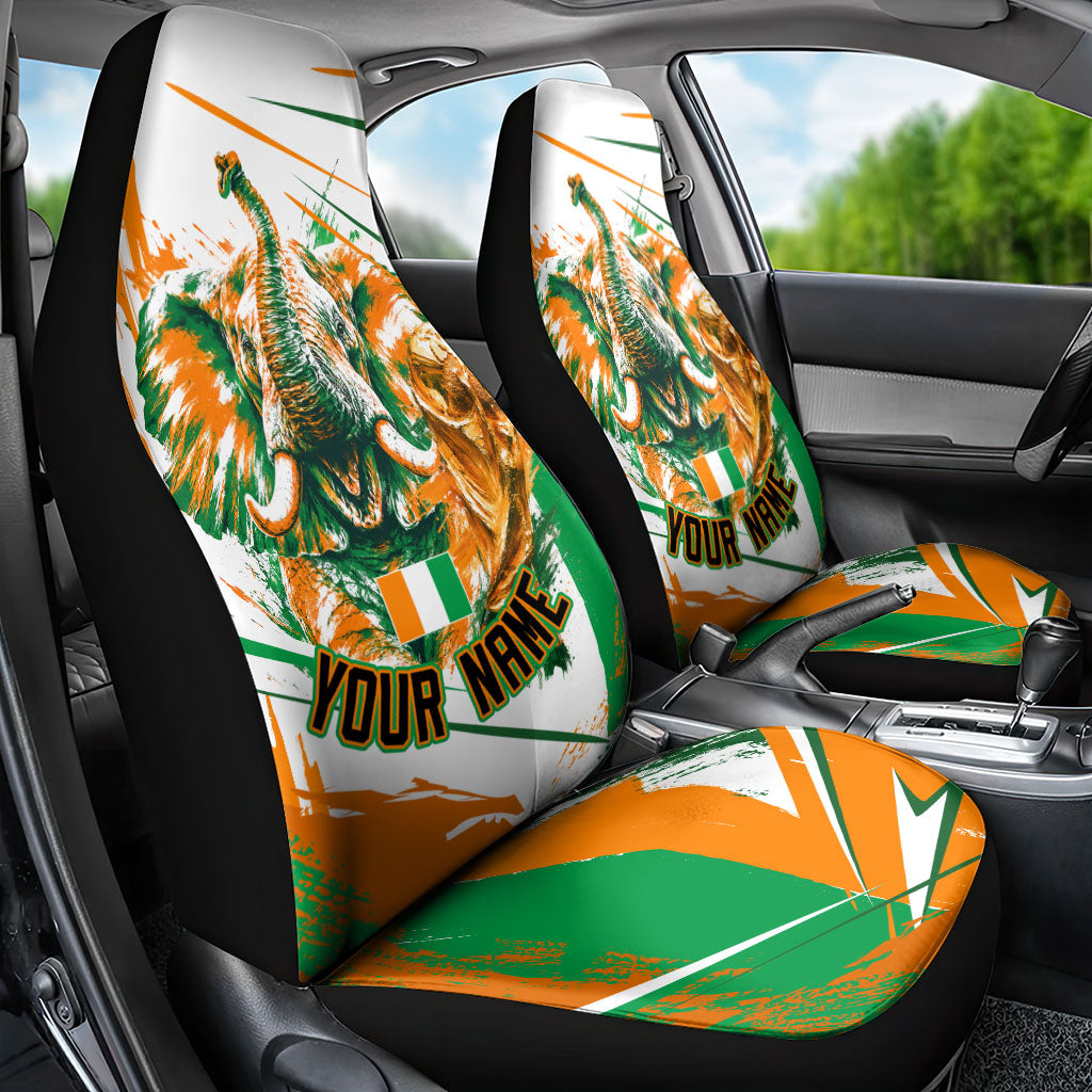 Personalized Ivory Coast Football Car Seat Cover African Elephant Trophy